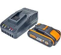 Worx WA3601 Chargeur 20 V et kit de batterie avec 1x batterie 2,0 Ah + chargeur WA3880