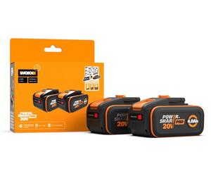 WORX WA3644.2, Coffret de 2 batteries Original PowerShare Pro 20V, Lithium-ion, 4,0 Ah