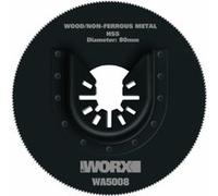 WORX - Lame de scie circulaire - Ø 80 mm - Pour outils oscillants multifonctions Sonicrafter et autres outils du marché - Accessoire universel avec fixation en étoile - WA5008 (pour bois et plastique)