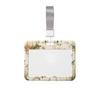 Woshuwo Porte-badge coulissant en plastique rigide avec citrouilles blanches, fleurs et étiquettes de travail, pour infirmières, bureau
