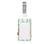 Woshuwo Porte-badge coulissant en plastique rigide avec motif citrouilles orange sur rayures vertes pour infirmières et bureau