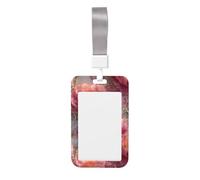 Woshuwo Porte-badge coulissant en plastique rigide avec motif de roses roses et marbre pour infirmières et bureau