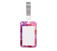 Woshuwo Porte-badge coulissant en plastique rigide avec motif floral abstrait rose pour infirmières et bureau