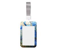 Woshuwo Porte-badge coulissant en plastique rigide avec motif floral bleu botanique pour infirmières et bureau