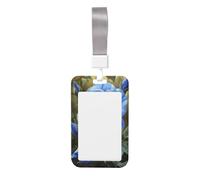 Woshuwo Porte-badge coulissant en plastique rigide avec motif roses bleues