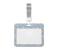 Woshuwo Porte-badge coulissant en plastique rigide doux avec motif floral bleu pastel et blanc pour cartes de travail, porte-nom pour infirmières, bureau