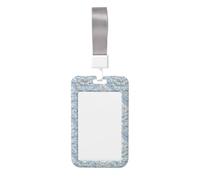 Woshuwo Porte-badge coulissant en plastique rigide doux avec motif floral bleu pastel et blanc pour cartes de travail, porte-nom pour infirmières, bureau