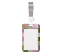 Woshuwo Porte-badge coulissant en plastique rigide pour cartes de travail, porte-badges ou étiquettes pour infirmières ou bureau Rose et vert pastel
