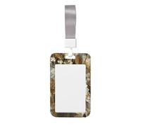 Woshuwo Vase floral abstrait hortensia coulissant porte-badge en plastique dur pour cartes de travail, porte-nom pour infirmières et bureau