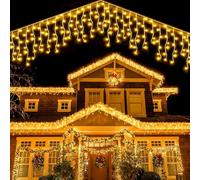 WoskjXas Rideau Lumineux Exterieur Solaire 10M 336 LED Rideau Lumineux de Noël Guirlande Lumineuse Extérieure Icicle Lights avec Télécommande 8 Modes Rideau Lumineux Mariage pour Fenêtre Balcon[Blanc]