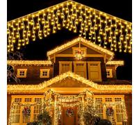 WoskjXas Rideau Lumineux Exterieur Solaire 5M 256 LEDs Rideau Lumineux de Noël Guirlande Lumineuse Extérieure Icicle Lights avec Télécommande 8 Modes Rideaux Lumineuses Mariage pour Fenêtre Balcon