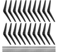Wostore Lot de 20 supports d'étagère pour étagère murale - 150 x 200 mm - Équerre de charge lourde - Noir - Métal - Angle de 90° avec vis