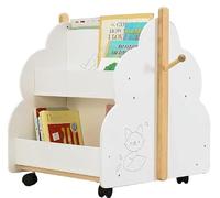 WOTAT 2-en-1 Étagère Livre, Bibliothèque Rangement Bois,Mini Étagère pour Enfant Garçon et Fille de 1-5 Ans, Basse et Massif, Salon Chambre, Cadeau d'anniversaire pour Enfants