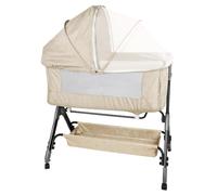 WOTAT 4 en 1 Berceau Bébé Lit bébé Lit cododo pour bébé Berceau bébé Convertible Co-Sommeil Pliable Hauteur et Pieds réglables,avec Matelas,4 roulettes,Sac de Rangement,Cadeau pour Nouveau-né 0-3 Ans