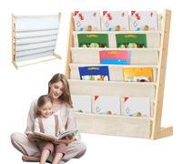 WOTAT 6 Niveaux Bibliothèque Enfant en Bois,Rangement Livres et Jouets,Étagère Montessori,étagère de Rangement pour Livres,Bois Naturel,Rangement Jouet Enfant,Coffre a Jouet Enfant