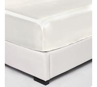 Wotcsil Drap Housse Satin 160 x 200 cm Beige Grand Bonnet 30 cm Drap de lit Soie en Satin de Polyester Drap-Housse Satiné Solide Uni pour Matelas Épais