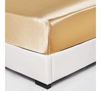 Wotcsil Drap Housse Satin 160 x 200 cm Kaki Grand Bonnet 30 cm Drap de lit Soie en Satin de Polyester Drap-Housse Satiné Solide Uni pour Matelas Épais