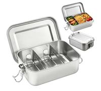 Wotrilw 850ml Boîte à Bento, en Acier Inoxydable, Boîte Alimentaire pour Enfants et Adultes, Bureau, École, Camping, Lunch Box Anti-Fuite avec 2 Compartiments Amovibles, Durable, Écologique