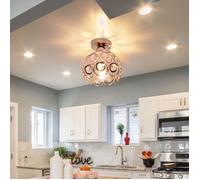 WOTTES Ø20cm Plafonnier en Cristal Doré Moderne - E27 LED Mini Lustre Lampe 1pcs pour Cuisine Salle à Manger Couloir Entrée