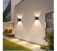 WOTTES 2PCS Applique Murale Interieur/Exterieur 7W, Applique Murale lumière chaude Angle de faisceau réglable Noir Etanche IP65