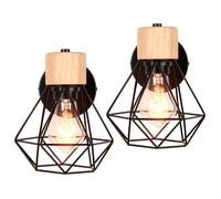 WOTTES Applique Mural Vintage Industrielle Vintage Industrielle E27 Lampe de Mur Luminaire Ajustable en Métal et Bois, Noir 2pcs