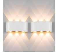 WOTTES Applique Murale Interieur/Exterieur 6W, 2 pcs Blanc Applique Murale LED Blanc Chaud Lampe Murale Pour Jardin Couloir