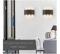 WOTTES Applique Murale Interieur/Exterieur 6W, 2 pcs Noir Applique Murale LED Blanc Chaud Lampe Murale Pour Jardin Couloir