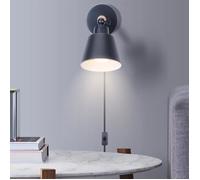 WOTTES Applique murale intérieure 1 pièces Noir, Ø12cm lampe murale industrielle en bois pour Salon (Cordon de 1,8 m avec prise)
