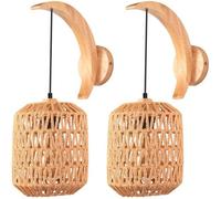 WOTTES Applique Murale Intérieure Rétro Lanterne 2PCS,Corde De Chanvre Applique Rotin Et MéTal E27 Pour Table De Chevet Salon