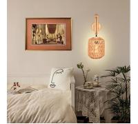 WOTTES Applique Murale Intérieure Rétro Lanterne 4PCS,Corde De Chanvre Applique Rotin Et MéTal E27 Pour Table De Chevet Salon