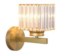 WOTTES Applique Murale Moderne En Cristal, 15CM Applique Murale Carré En Cristal D’or E27, 1pcs Pour Chambre Chevet Couloir