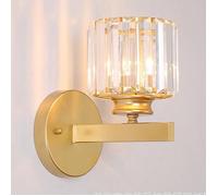 WOTTES Applique Murale Moderne En Cristal, 15CM Applique Murale Ronde En Cristal D’or E27, 1pcs Pour Chambre Chevet Couloir