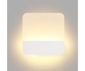 WOTTES LED Applique Murale Intérieure, Lampe Murale Moderne Carrée Luminaire en Acryliquel Blanc pour Salon Couloir, Blanc Chaud