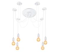WOTTES Lustre Araignee Vintage Suspension Luminaire Ajustable 150CM MAX Lampe Suspendue E27 Lumières Suspension Industriel Blanc pour Salon Cuisine Salle Chambre (6 Ampoules)