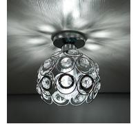 WOTTES Moderne Plafonnier en Métal et Cristal Argent , E27 Cage Lampe de Plafond Luminaire - pour Couloir Salon - 1pcs Ø17*19.5CM