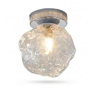 WOTTES Plafonnier Fer Verre Ambré Carrée LED G9 9W Fourni, Luminaire Plafond Minimaliste Moderne pour Vestibule Couloir Salle d’Eau Salle de Bain