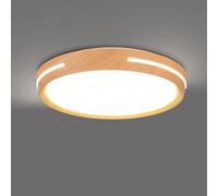 WOTTES Plafonnier Lampe LED Ø40CM Imitation Grain de Bois Creux Simple Art Acrylique+Métal Moderne Rond Éclairage Rétro Plafond Luminaire Vintage pour Salon Chambre Cuisine (Lumière Chaude)