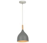 WOTTES Suspension Luminaire Industrielle Suspensions Éclairage Art Moderne E27 Lumières Lustre Abat Jour Métal+Bois Lampe Suspendue Luminaires Intérieur pour Cuisine Chambre Salon (Gris)