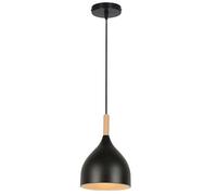 WOTTES Suspension Luminaire Industrielle Suspensions Éclairage Art Moderne E27 Lumières Lustre Abat Jour Métal+Bois Lampe Suspendue Luminaires Intérieur pour Cuisine Chambre Salon (Noir)