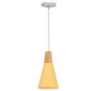 WOTTES Suspension Luminaire Moderne Ø14CM Abat-jour Métal+Bois Suspensions Éclairage E27 Lumières Lustre Intérieur Rétro Lampe Suspendue Luminaires Intérieure pour Cuisine Chambre Salon (Jaune)