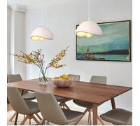 WOTTES Suspension Luminaire Moderne Créatif Blanc, Lustre Design Mousse Vintage E27 Lampe 2pcs Ø30cm pour Salon Salle à Manger