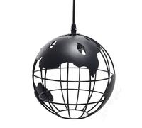 WOTTES Suspension Vintage Industrielle Globe Lampe de Plafond Luminaire en Boule Métal Diamètre 20cm - Noir