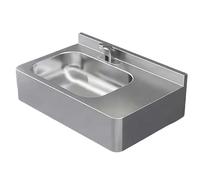 WOTZOV Évier mural en acier inoxydable flottant robuste pour lavage des mains commerciales, évier utilitaire pour bar, garage, camping-car, école, kit d'évier gauche 4