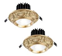 WOTZOV Lot de 2 Spots LED encastrables en Laiton pour Plafond, plafonnier LED en Forme de Globe oculaire, Spots LED encastrables Ronds brossés dorés de 10 W, éclairage LED encastré de rén，Or