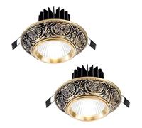 WOTZOV Lot de 2 Spots LED encastrables en Laiton pour Plafond, plafonnier LED en Forme de Globe oculaire, Spots LED encastrables Ronds brossés dorés de 10 W, éclairage LED encastré de rén，Noir