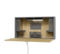 WOVA | Bureau mural - secrétaire - Graphite/Chêne Cendré