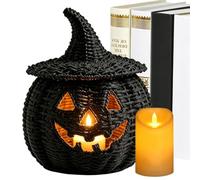 Woven Pumpkin Halloween Halloween Storage Container with LED Candle