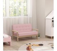 WOVREO Banquette enfant 2 places 77 x 42 x 48 cm rose structure en bois et tissu