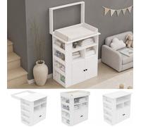WOVREO Commode à langer bébé 2-en-1 avec rangement MDF blanc 82 x 50 x 100 cm
