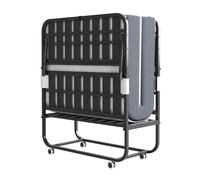WOVREO Lit pliant 1 place 90x190 cm avec matelas mémoire de forme 9,5 cm, structure métallique noire